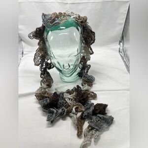 Handmade Crochet Scarf in Earth Tones